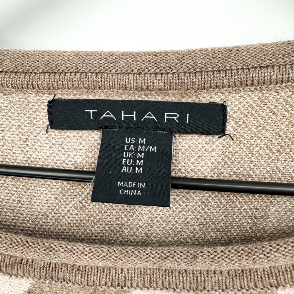 Tahari Neutral Zebra Print Wool Blend Pullover Sweater Medium - Picture 5 of 7